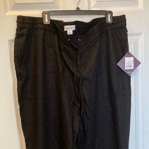 Ava & Viv Size 2x Black Linen Drawstring Elastic Waistband Pants with Pockets